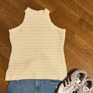 Cream Sleeveless Knit sweater. Wonderly. Size L.